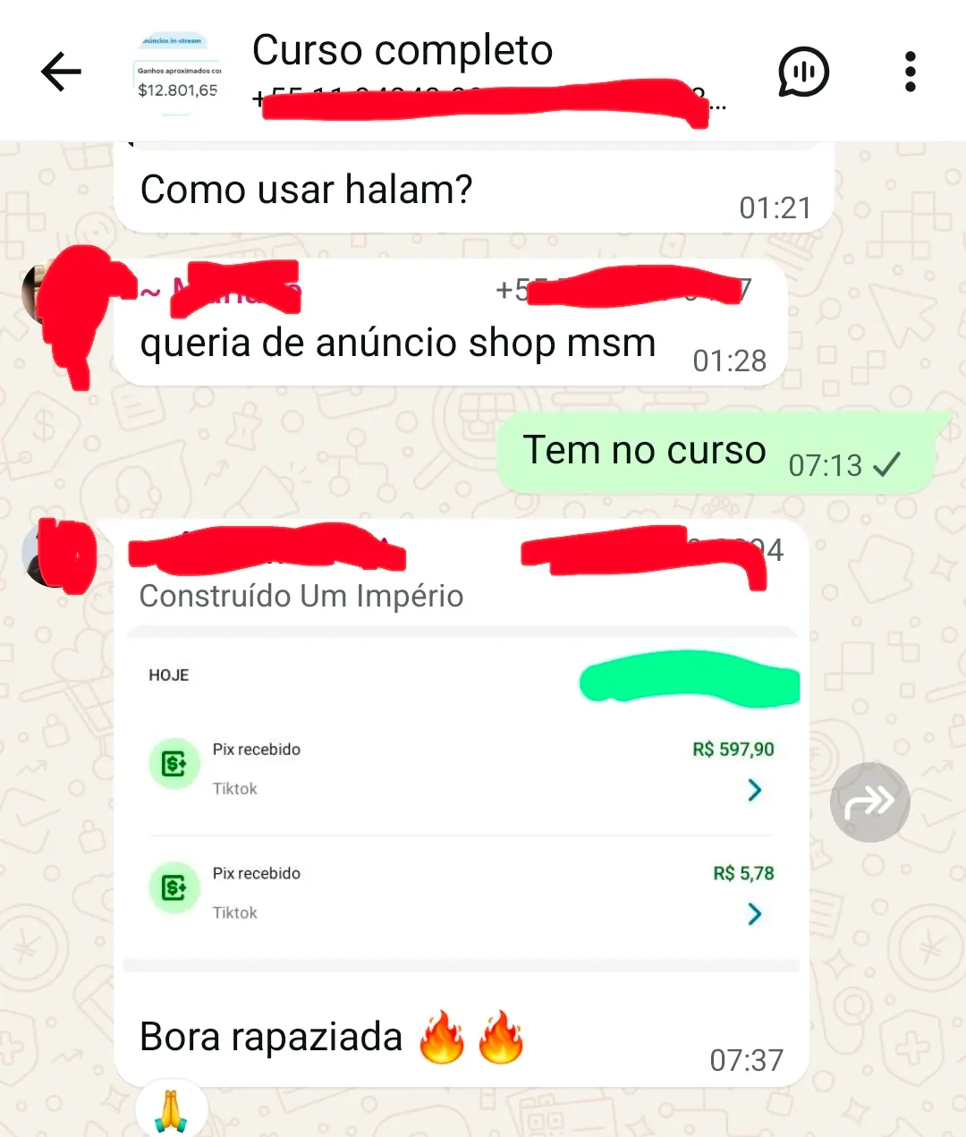 Pix R$597,90 recebido do TikTok